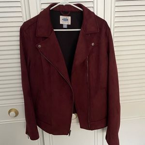 Women maroon biker style jacket